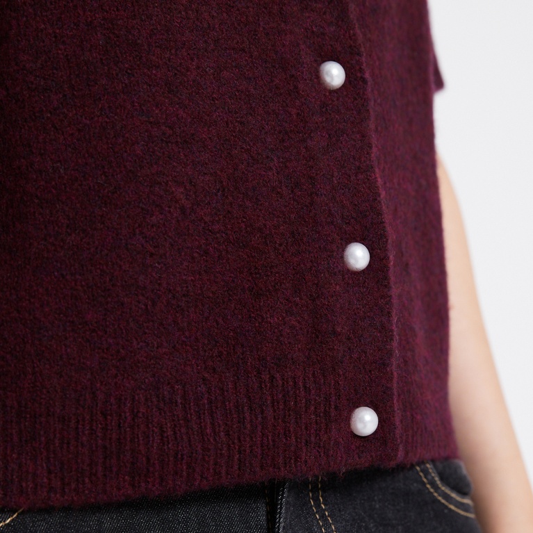 Basic Knit Short Sleeve Cardigan "Margot star" Light Burgundy